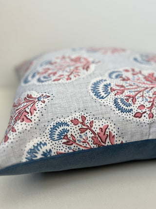 Red and blue paisley pillow cover