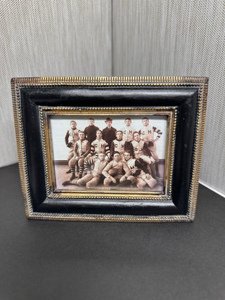 Black & Gold Beaded Trim (5.25" x 4.25") Vintage Sicura Italian Designs Tabletop Picture Frame