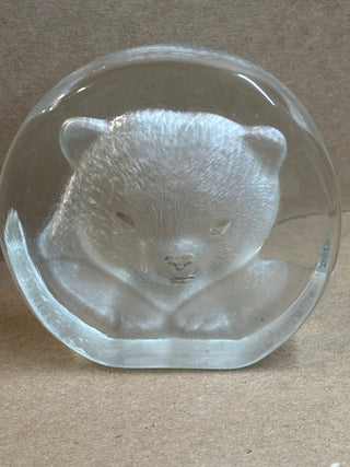 Mats Jonasson Crystal bear cub paper weight ( Sweden)