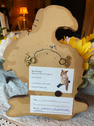 Handcrafted Intarsia Wood Squirrel Sculpture | Jim Prentice | Walnut, Myrtlewood & Cherry