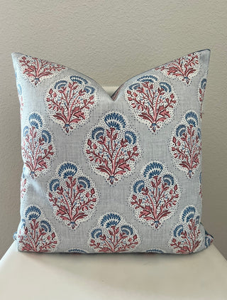 Red and blue paisley pillow cover