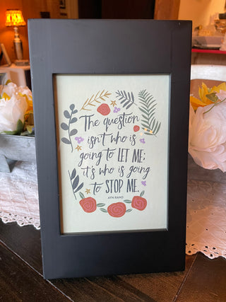 Ayn Rand Inspirational Quote Framed Wall Art | Motivational Office Decor