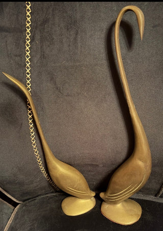 Vintage Mid 20th Century Modernist Brass Birds Pair VV