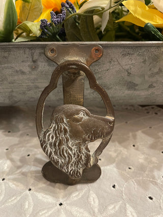 Vintage Cast Brass Dog Head Door Knocker | English Setter Hunting Dog | Architectural Salvage | Cottage Farmhouse Decor
