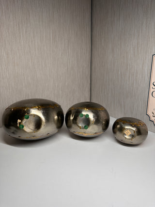 Set of 3 Antique Style Indian Mixed Metal Traveler Flasks