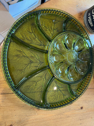 Indiana Glass Egg/Snack Tray/Green