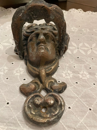 Vintage Medusa Style Cast Iron Door Knocker | Classical Maiden Architectural Salvage