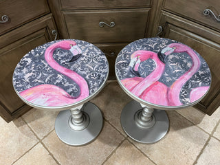Custom Designed Flamingo Silver Side Table (EACH)