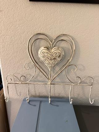white heart iron rack display
