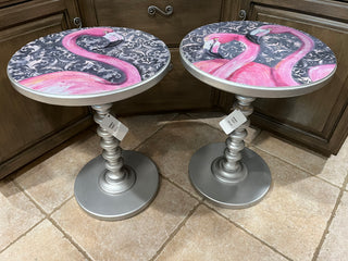 Custom Designed Flamingo Silver Side Table (EACH)