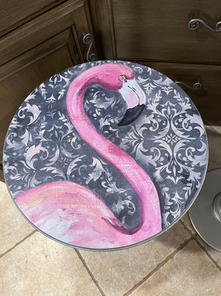 Custom Designed Flamingo Silver Side Table (EACH)