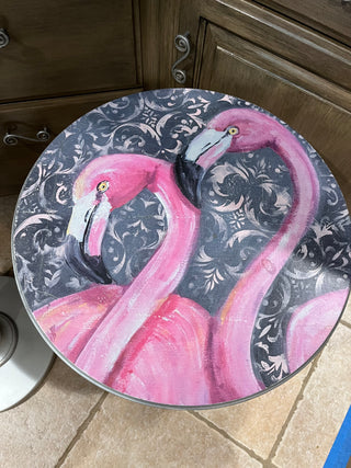 Custom Designed Flamingo Silver Side Table (EACH)