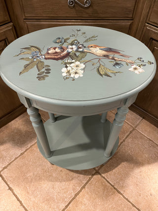 Custom Designed Sage Bird w/Nest Side Table