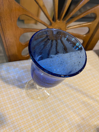 Cobalt Blue Bubble Glass Goblet