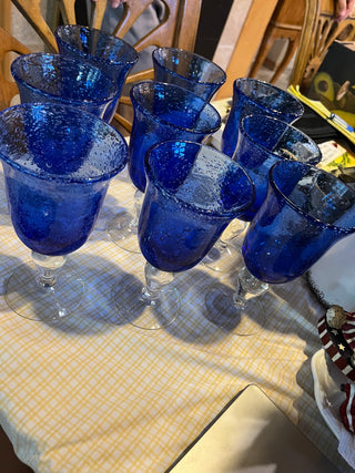 Cobalt Blue Bubble Glass Goblet