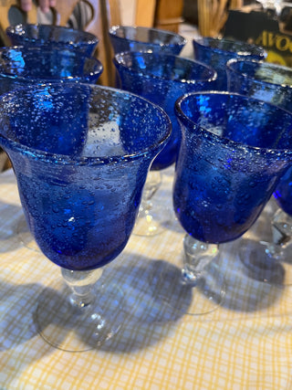 Cobalt Blue Bubble Glass Goblet
