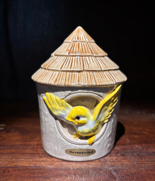 VTG OMC yellow bird, bird house bank