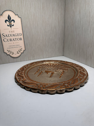 Vintage 11" Turkish Copper Wall Plaque – Embossed Hagia Sophia Mosque