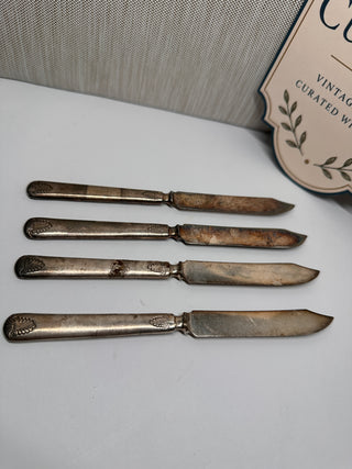 4 Vintage 1847 Rogers Bros Silver Plate Fruit & Cheese Knives 6.5"