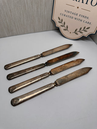 4 Vintage 1847 Rogers Bros Silver Plate Fruit & Cheese Knives 6.5"