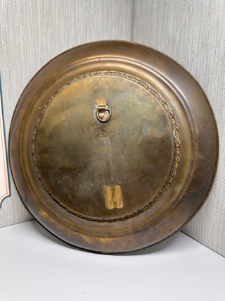Vintage Made in England Solid Brass Wall Hanging Plate – Cottage & Seaside Village Foil Art (9.75")