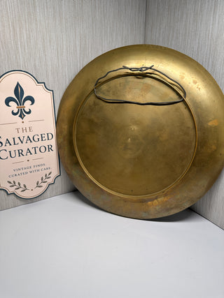 Vintage Mid-Century Korean Cast Brass Charger Plate – 11" Folk Dancers Wall Plaque