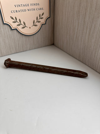 6.5" Hand-Forged Square Cut Iron Spike | Vintage Timber & Railroad Fastener