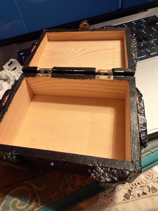 Painted & Signed Wooden Black Rose box VV