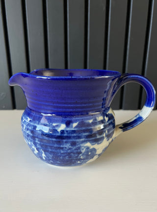 Handmade blue and white spongeware pitcher