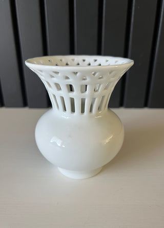 Pierced basket weave porcelain vase