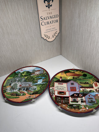 Set of 2 Charles Wysocki Peppercricket Grove Collector Plates