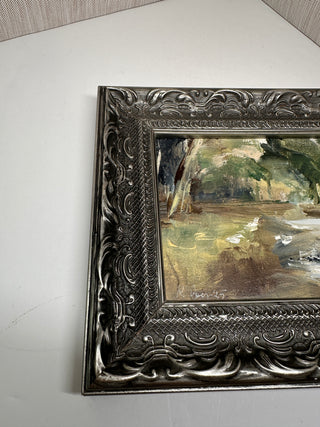 Original Robyn Joy Signed Impressionist Landscape Oil Painting In Silver Ornate Frame