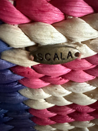 Scala American Flag Large Straw Purse Shoulder Bag Tote or Bag, Red White Blue VV