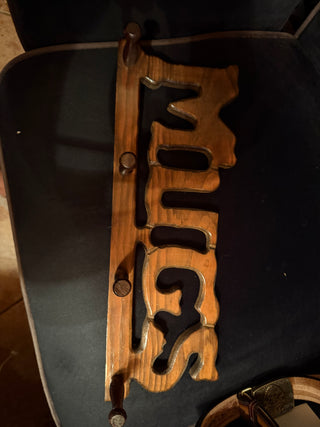 Carved Wood Wall Mug Rack VV