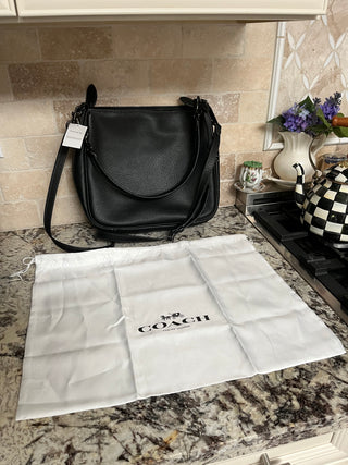 NEW Coach Leather Cary Shoulder Bag Black Soft Pebble