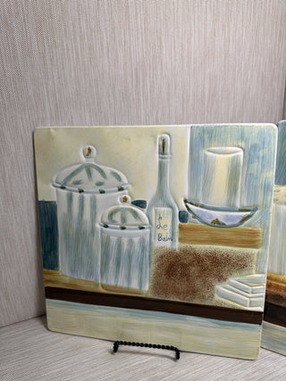Pair of Coastal Bathroom Metal Wall Signs by Melissa Wang