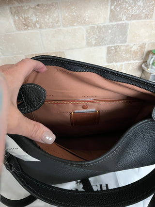 NEW Coach Leather Cary Shoulder Bag Black Soft Pebble