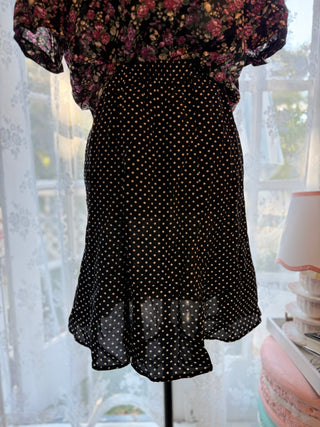 Vintage Black & White Polka Dot Skirt