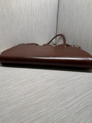 Retro 1970s Style Brown Vegan Leather Pleated Frame Handbag Mid-Century Aesthetic