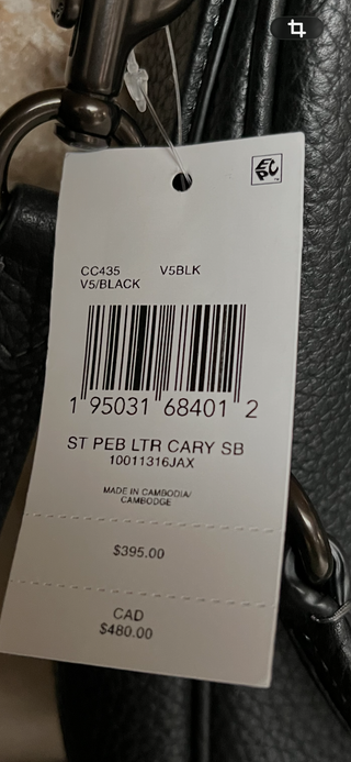 NEW Coach Leather Cary Shoulder Bag Black Soft Pebble