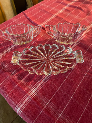 (Set of 3) Vintage Crystal Sugar/Creamer/Tray Set