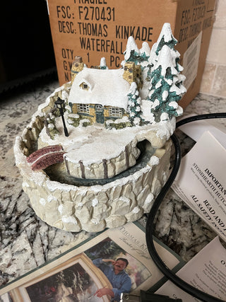 Thomas Kinkade Waterfall Fountain Stonehearth Hutch