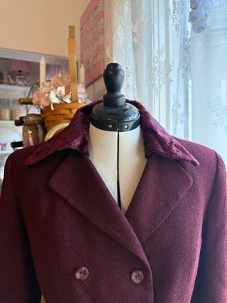 Burgundy Wool Blend Double-Breasted Blazer Jacket