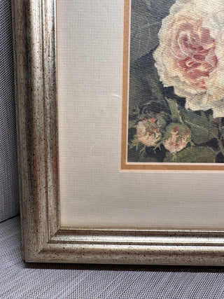 Kathryn White "Twin Roses" Framed Shabby Chic Floral Art Print 12.5x12.5