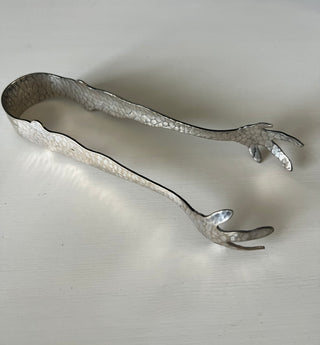Apollo silver plate hammered claw tongs