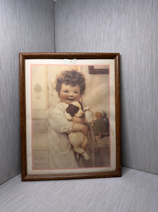 Bessie Pease Gutmann "Smiles, Smiles, Smiles" Framed Art Print 14.5" x 11.5"