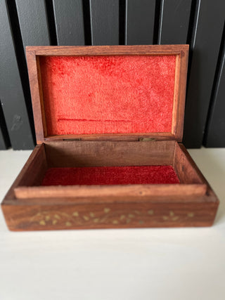 Brass floral inlay wood box