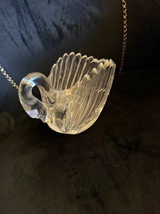 Gloria Vanderbilt 24% Lead Crystal Glass Swan Candy Dish Bowl  VV