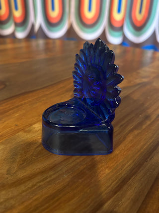 Vtg 90s Cobalt Blue Celestial Sun Tea Light Candle Holder