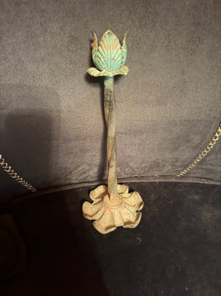 Mid Century Metal Lotus Candle holder leaf base VV